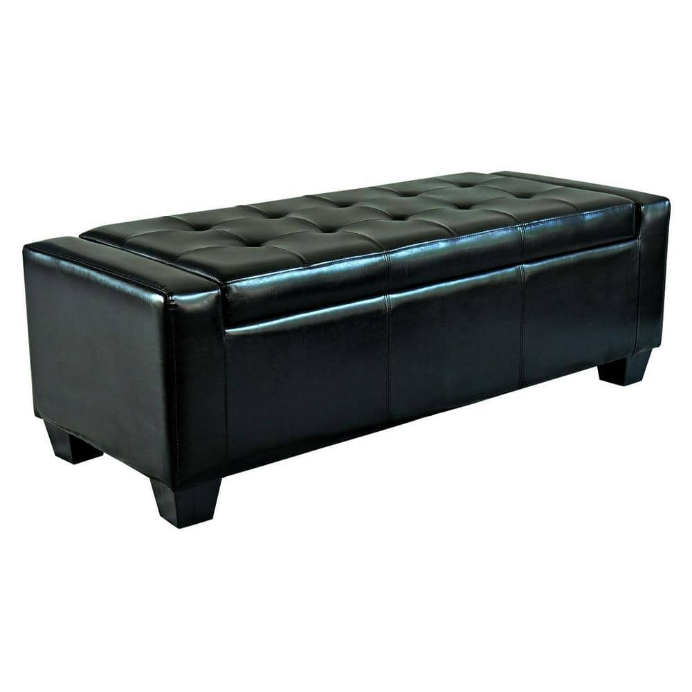 Homcom Modern Faux Leather Upholstered Rectangular Ottoman