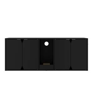Indoor Large Modern Wooden 4-Door Cat Washroom with Double Room, Cat Litter Box Enclosure Furniture for 2 Cats, Black