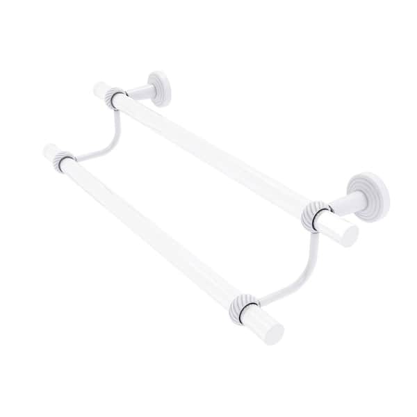 Allied Brass Pacific Beach Collection 18 in. Wall Mounted Double Towel Bar with Twisted Accents in Matte White