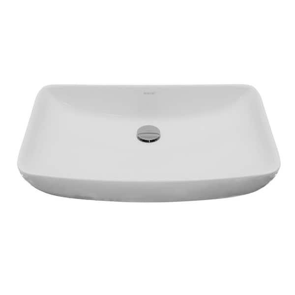 Valera 24 in. Vitreous China Rectangular Vessel Bathroom Sink in White
