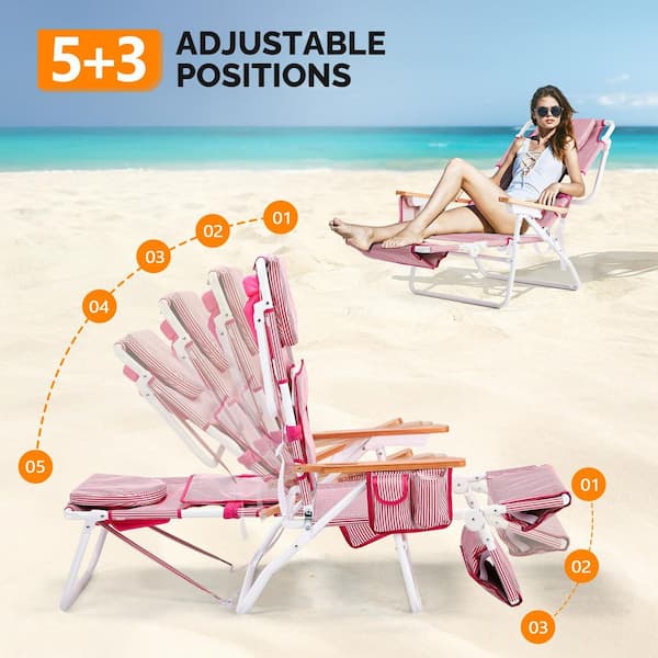 Karl home Pink Aluminum Folding Beach Chair (Set of 1) K1G56001243
