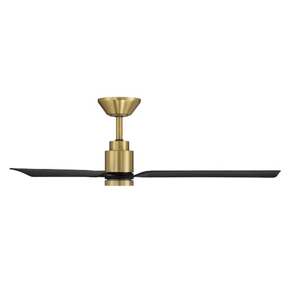 Smooth 52 in. Smart Indoor/Outdoor Satin Brass/Matte Black Standard Ceiling Fan Selectable CCT Integrated LED PlusRemote