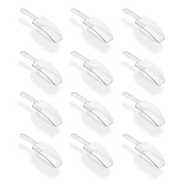 5.5 in. Acrylic Kitchen Scoops for Weddings, Candy Dessert Buffets, Ice Cream, Protein Powders, Coffee, and Tea, Clear