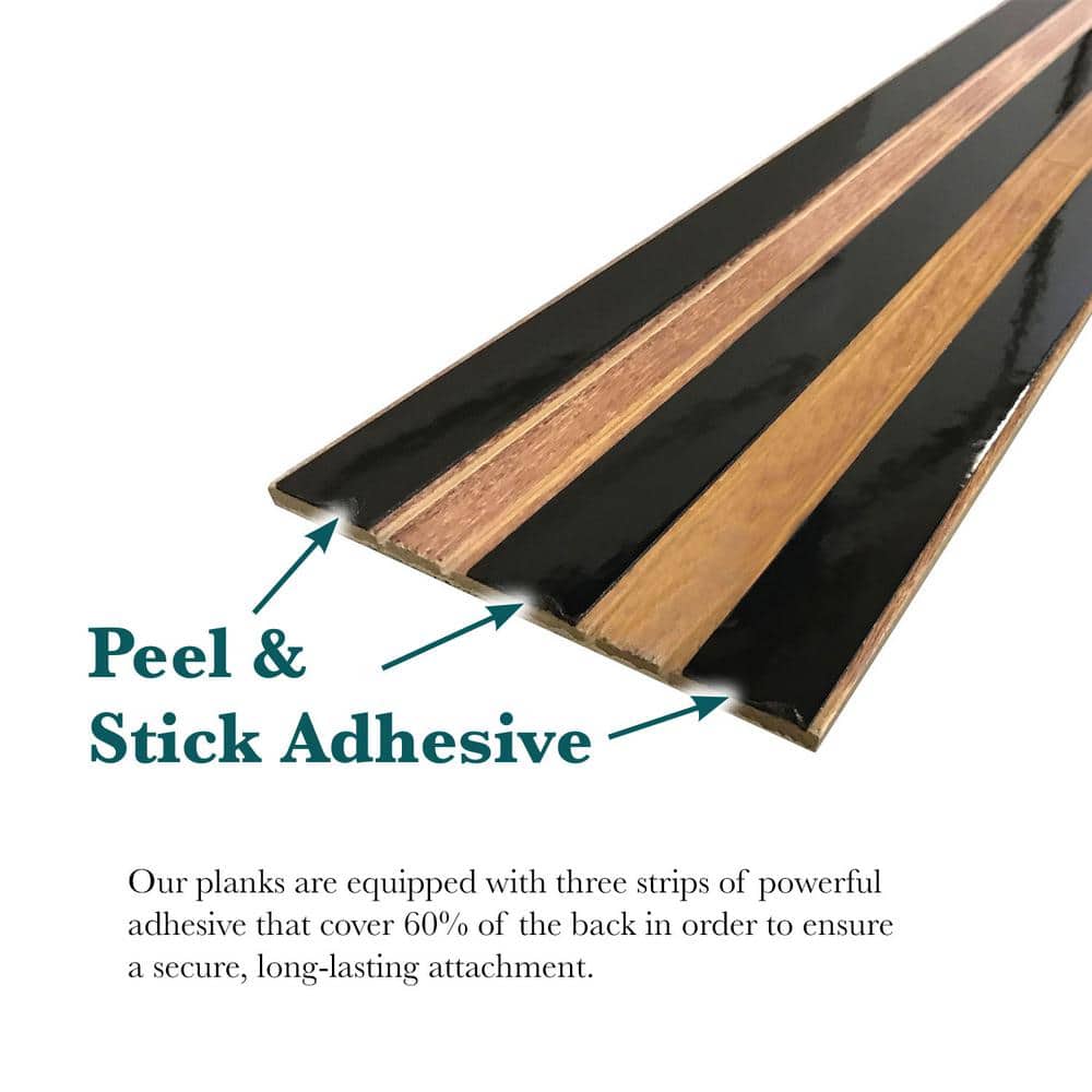 Ebony Rustic Pine Wood Plank Self-Adhesive Set of 10