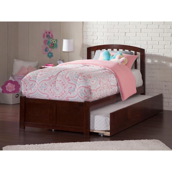 AFI Richmond Twin Extra Long Bed with Footboard and Twin Extra Long Trundle in Walnut