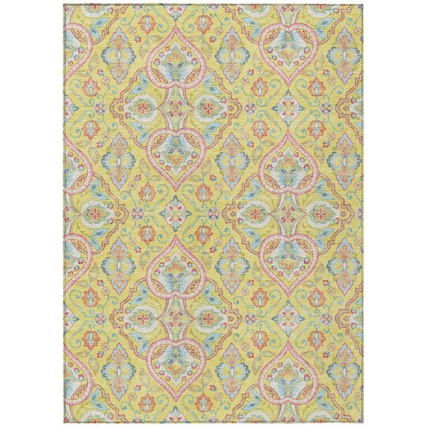 Addison Rugs Chantille Machine Washable Indoor/Outdoor Abstract ACN2207 Yellow 3 ft. x 5 ft. Area Rug