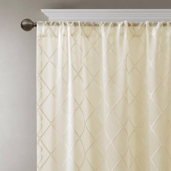 Diamante Embroidered Kitchen Curtain  color  Ivory 