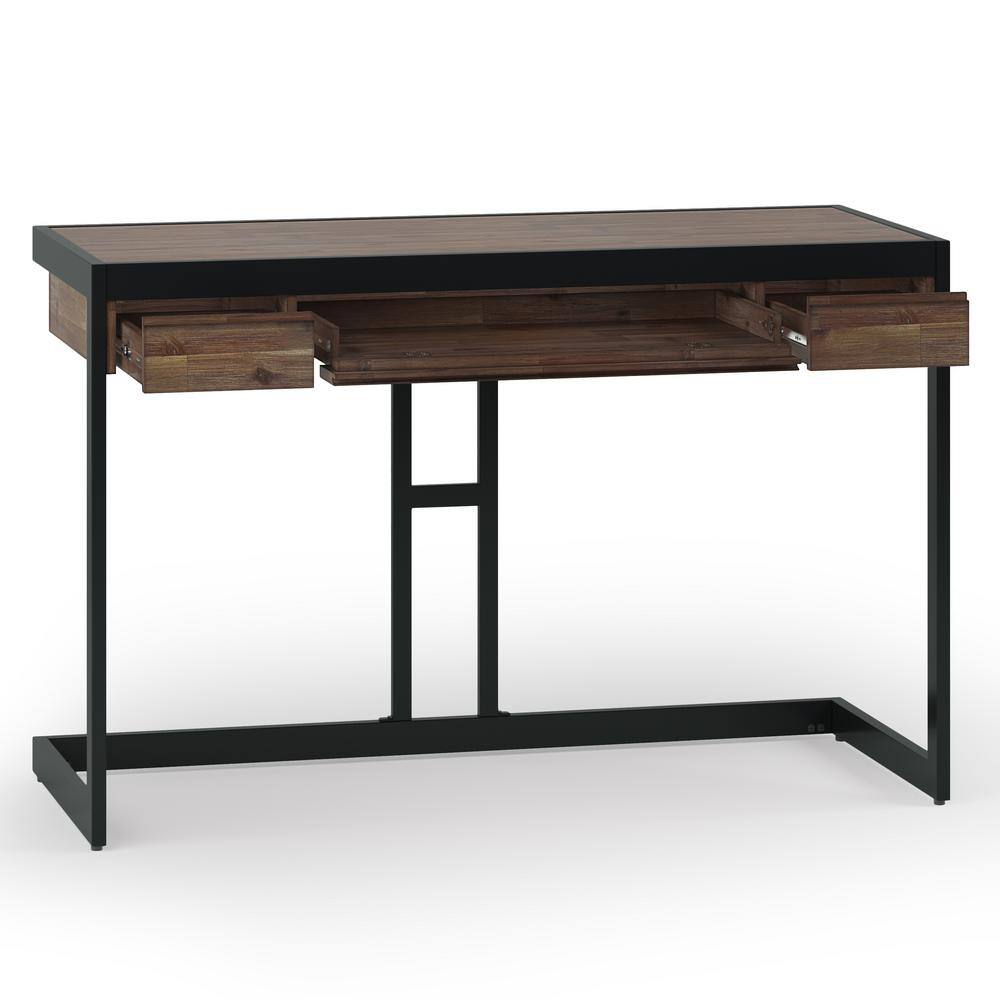 Erina Compact Rustic Natural Aged Brown Acacia Desk with Drawers
