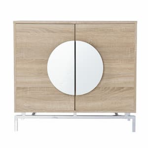 Charlie Natural Particle Board 31.5 in. Sideboard with Mirrored