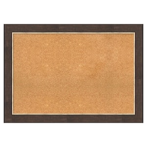 Lined Bronze Natural Corkboard 41 in. x 29 in. Bulletin Board Memo Board