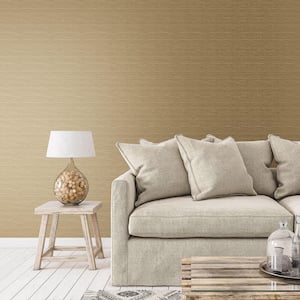 Emporium Collection Dark Gold Metallic Plain Smooth Non-woven Wallpaper Roll
