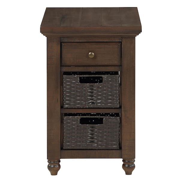 Oliver 16 in. Chestnut Brown Wood Rectangle Side Table