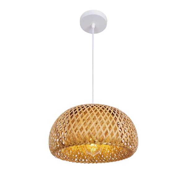 Bamboo Pendant & Thick Rope Cable Farmhouse Lighting Fixture