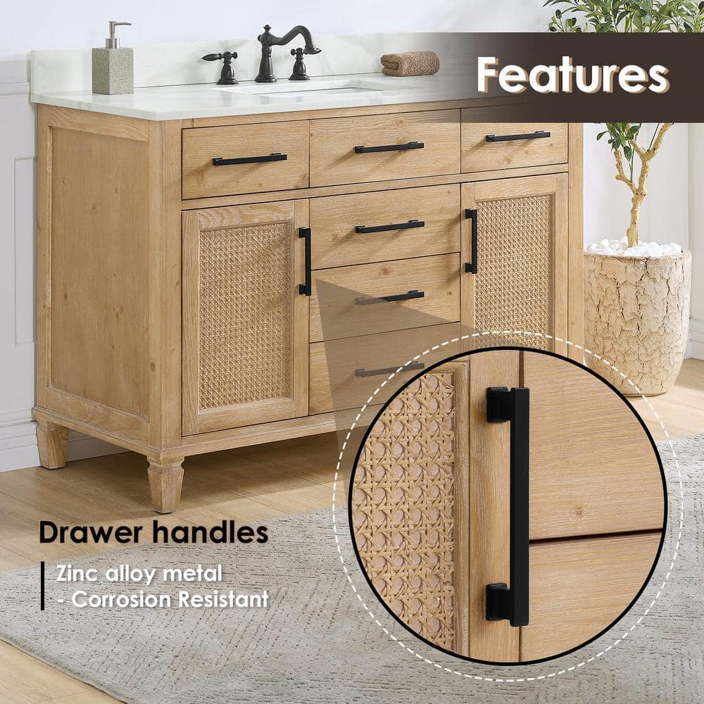 Solana 47.2" Weathered Fir Wood Vanity Base with Rattan Accents