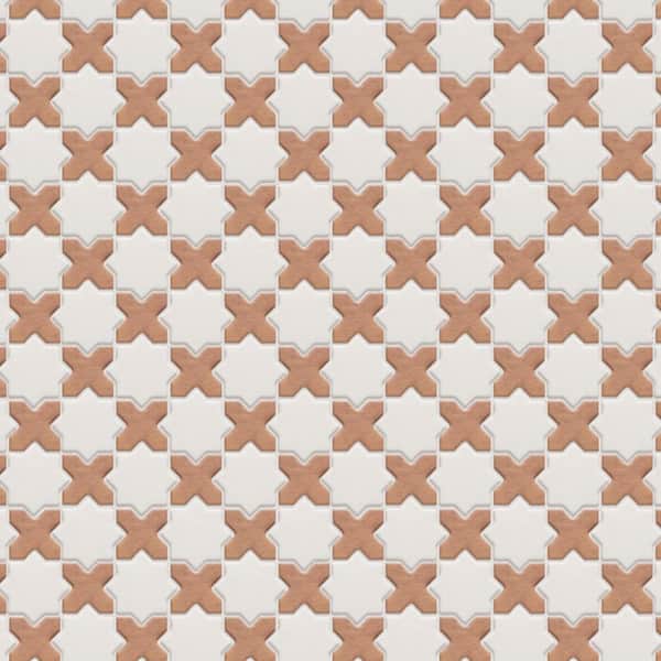 Sentier des Cotto 2 in. Cross with White Star 12 in. x 12 in. Porcelain Floor and Wall Mosaic Tile (10.0 sq. ft./Case)
