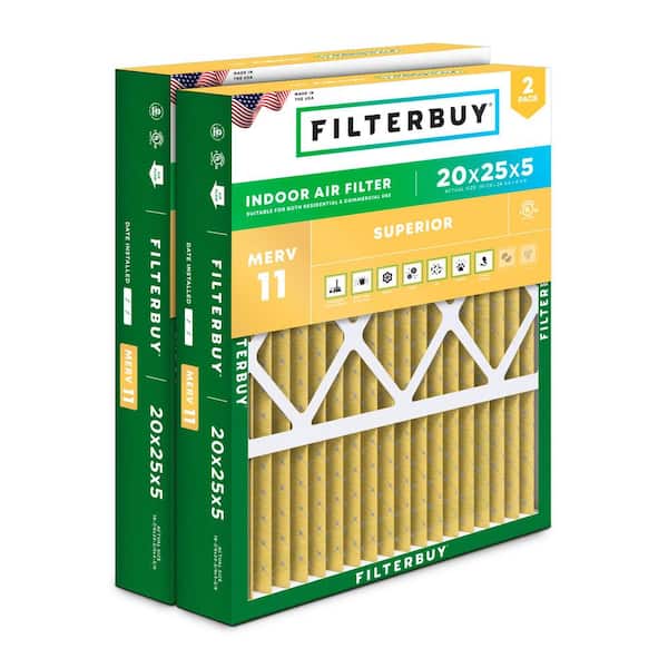 20 in. x 25 in. x 5 in. MERV 11 (FPR 7) Allergen Defense Pleated HVAC AC Furnace Air Filters for Honeywell (2-Pack)