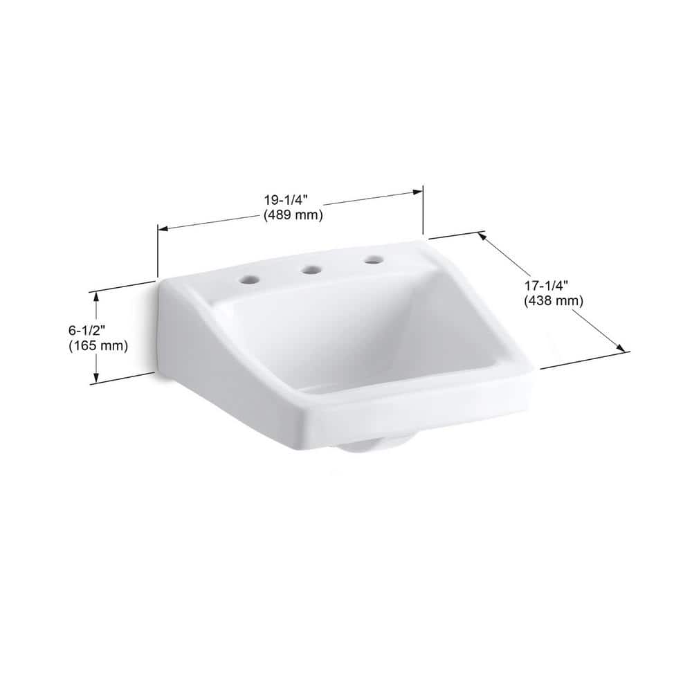 Greenwich White Ceramic Rectangular Wall-Mount Bathroom Sink