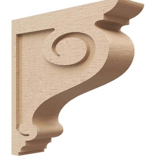 Ekena Millwork 4 in. x 16 in. x 16 in. Thin Scroll Rough Cedar Woodgrain TimberThane Corbel, Primed Tan