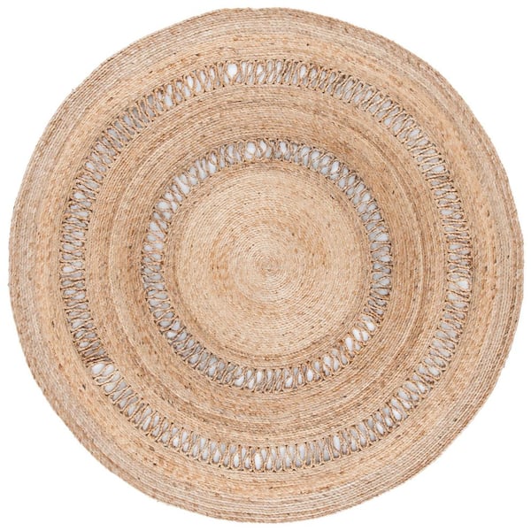SAFAVIEH Natural Fiber Beige 8 ft. x 8 ft. Solid Color Round Area Rug