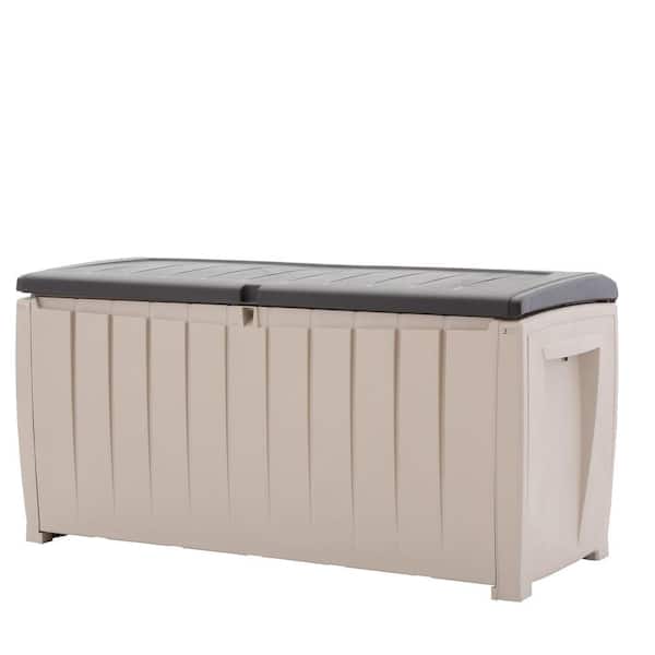 Keter Novel 90 Gal. Durable Weatherproof Resin Brown Deck Box Organization and Storage for Outdoor Patio and Lawn