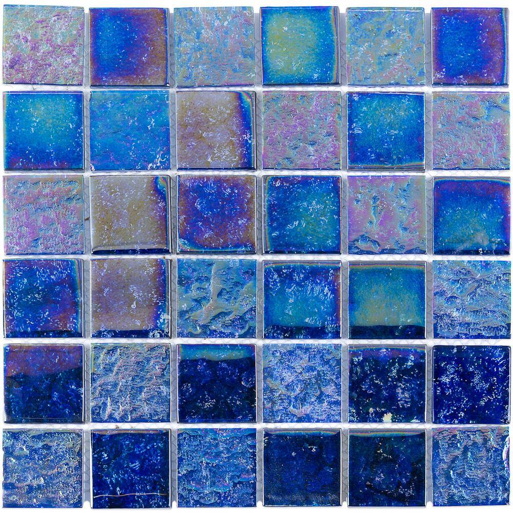 Indigo Iridescent Glass Mosaic Wall Tile