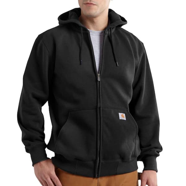 Carhartt Men's Large Black Cotton/Polyester Rain Defender Paxton Heavyweight Hooded Zip-Front Sweatshirt