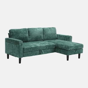 50 in. Chenille L Shaped Modern Sectional Sofa in Green