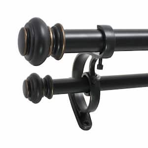 Urn 36 in. - 72 in. Adjustable Double Curtain Rod 1 in. in Antique Black with Finial