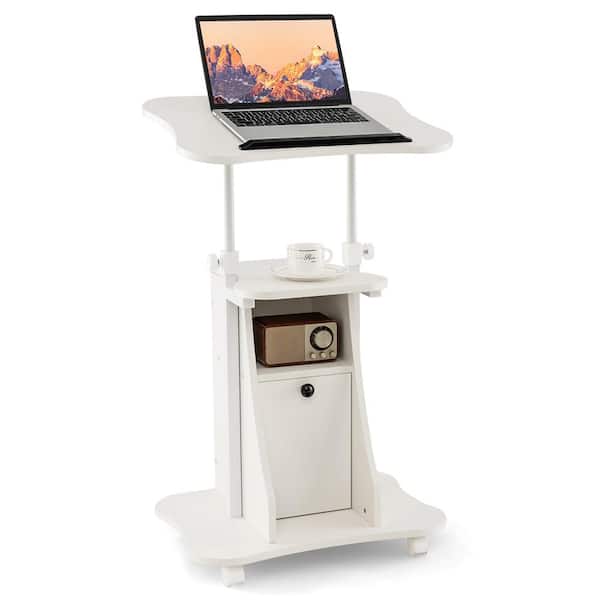 Costway 21.5 in. Rectangle White Wood 3-Drawer Desk with Storage Adjustable Height