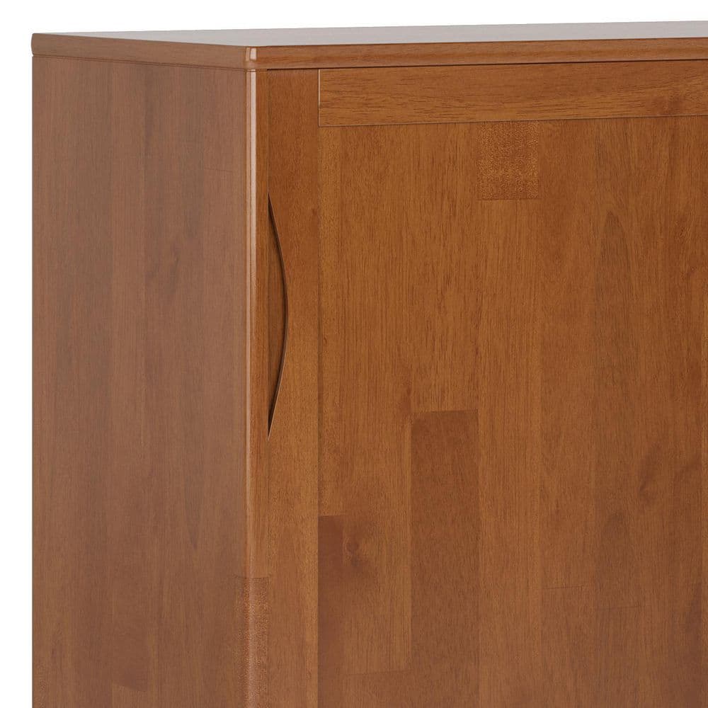 Simpli Home Harper 48"W Solid Wood 2-Shelf Contemporary Medium Storage Cabinet with 3 Drawers