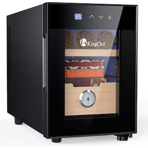 9.8 in. W x 14.1 in. H 16L Black Metal Cigar Cooler, Heating Humidor with Spanish Cedar Shelf (100 Capacity)