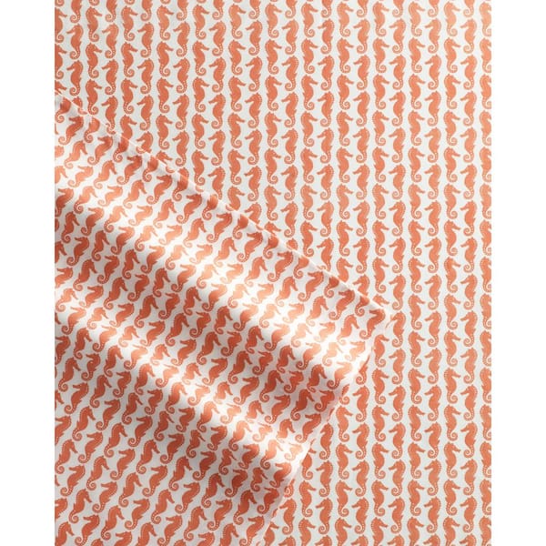 Poppy & Fritz Seahorses 3-Piece Coral Orange Graphic 200-Thread