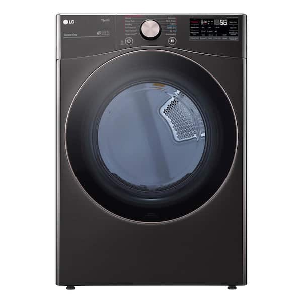 LG 7.4 Cu. Ft. Vented SMART Stackable Gas Dryer in Black Steel with TurboSteam and Sensor Dry Technology
