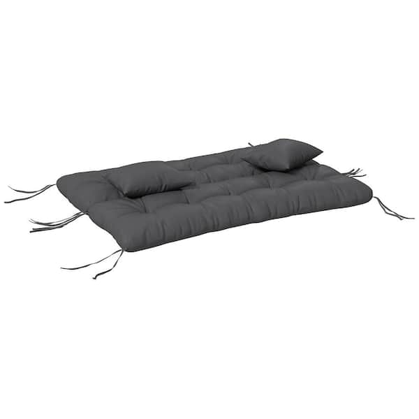 Outsunny Replacement Rectangular Charcoal Gray Outdoor Tufted Bench Cushions