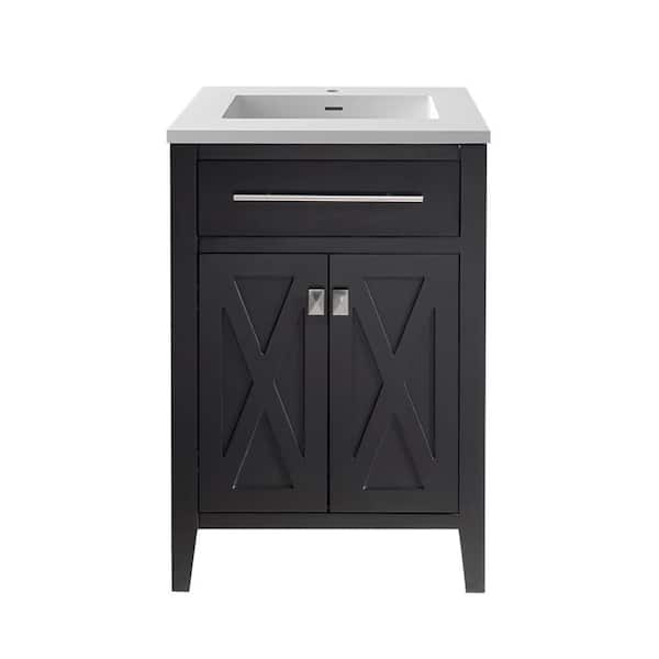 Laviva Wimbledon 24 in. W x 22 in. D x 34.5 in. H Bathroom Vanity in Espresso with Matte White Solid Surface Top