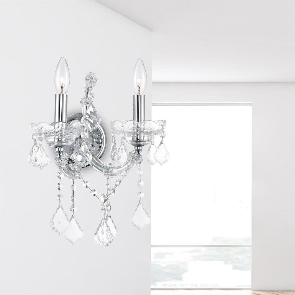 Maria Theresa 14" Chrome Crystal Embellished Wall Sconce
