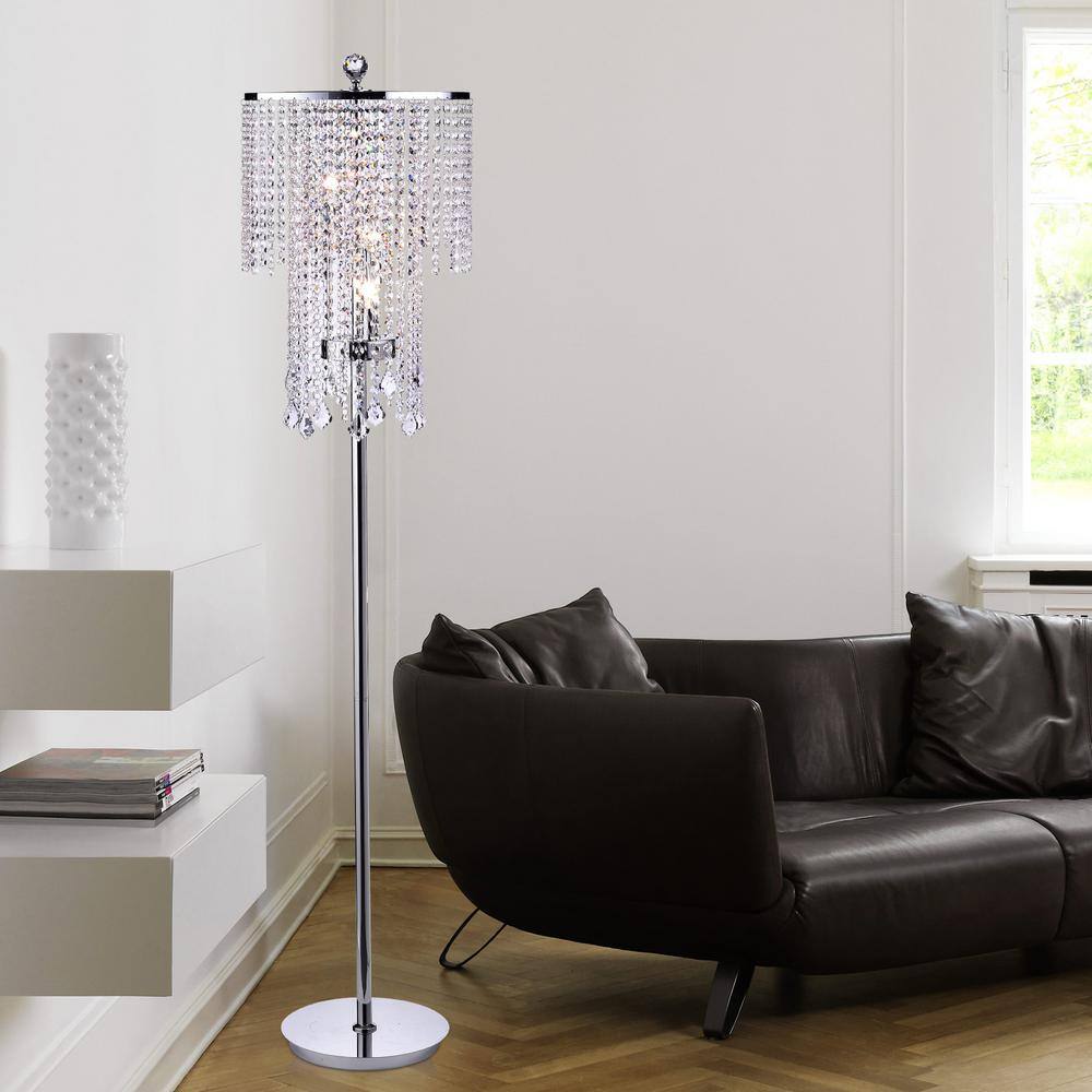 Elegant Chrome and Crystal 15" Floor Lamp for Soft Illumination