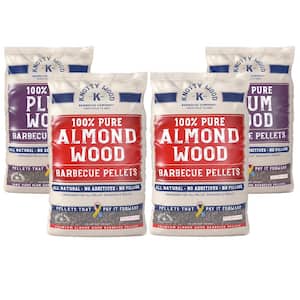 20 lbs. 100% Pure Almond Wood BBQ Smoker Pellets (2-Pack) and 20 lbs. 100% Pure Plum Wood BBQ Smoker Pellets (2-Pack)