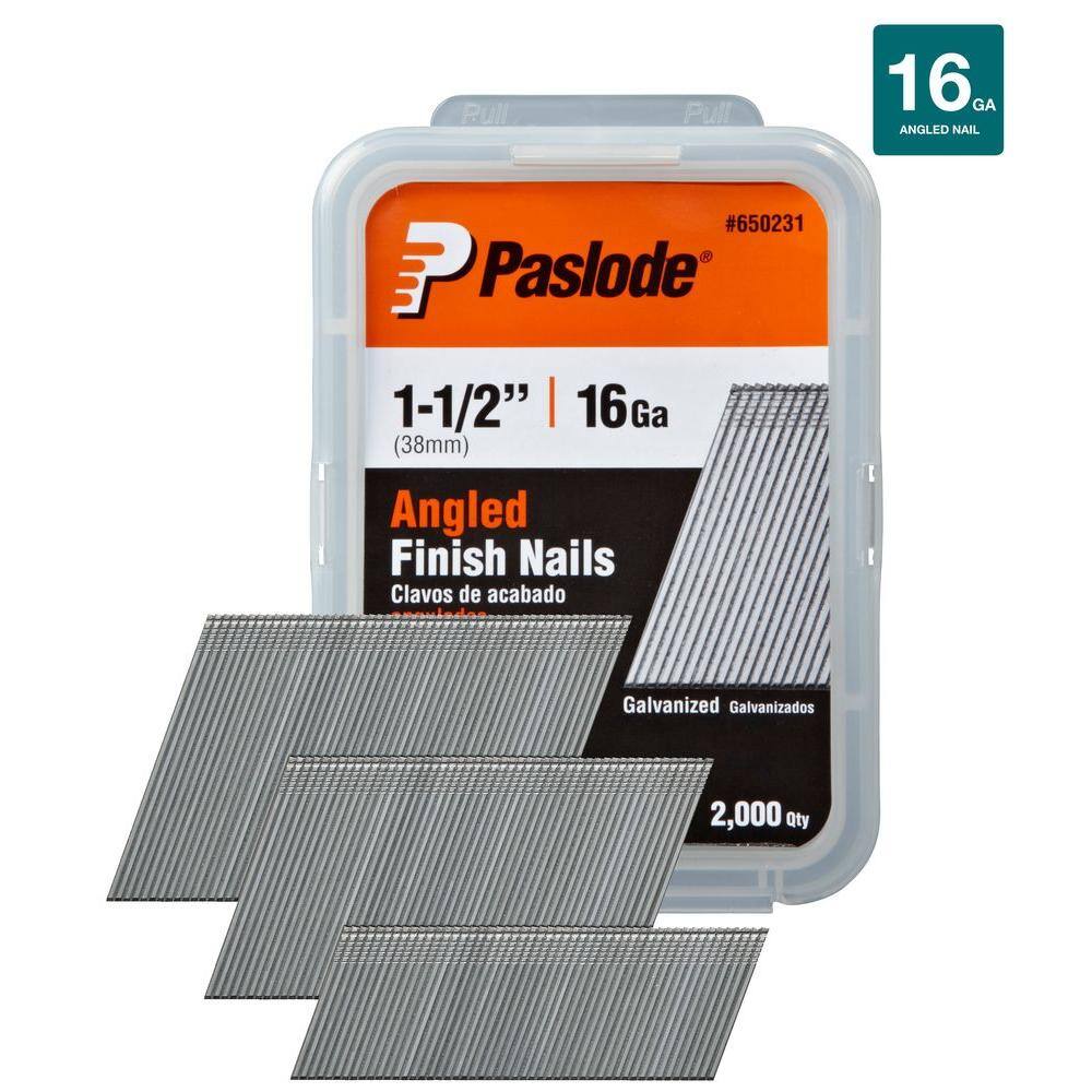 Paslode-650231 2 000 Pack 1-1/2in. 16ga Galv Angled Finishing Nails