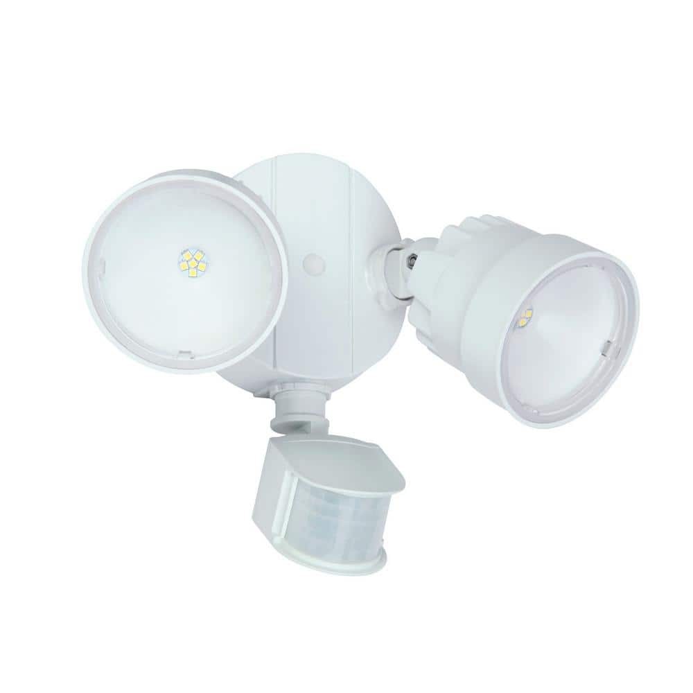 LUTEC 110° 2-Head White Outdoor Integrated LED Motion Activated Flood Light  P6221W-PIR24 The Home Depot