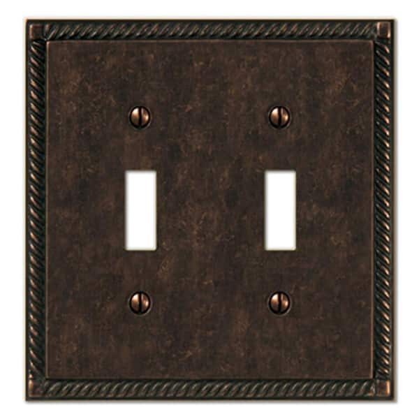 AMERELLE Bronze 2-Gang Toggle Wall Plate (1-Pack)