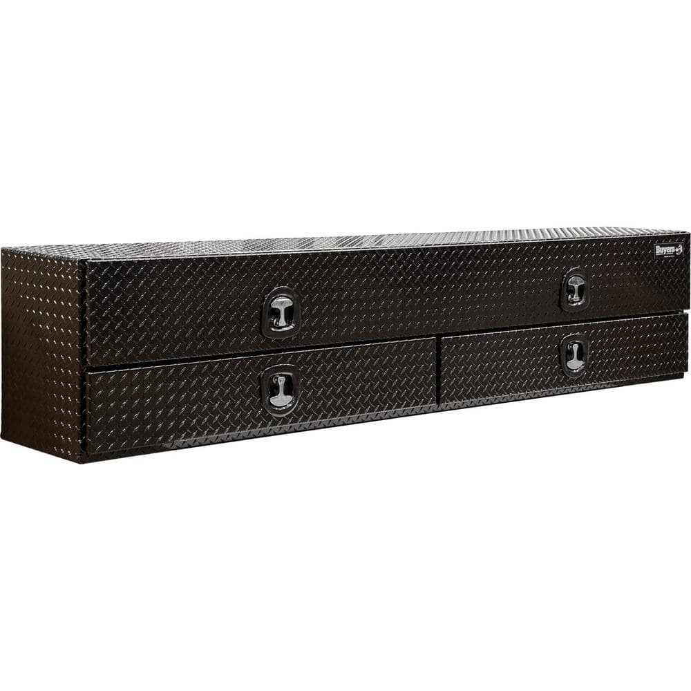 21x18x96 In Gloss Black Diamond Tread Aluminum Heavy-Duty Flatbed Contractor Top Mount Tool Box With Lower Drawers price history on PriceWatchPro
