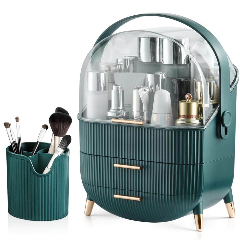 Makeup Storage Organizer Display Case with 2-Layer Storage Box and Transpar