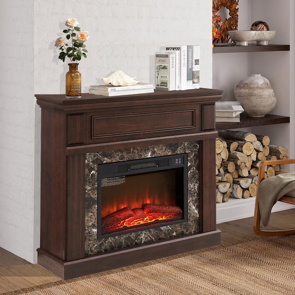 SUNRINX 41 in. W Freestanding Wooden Electric Fireplace with