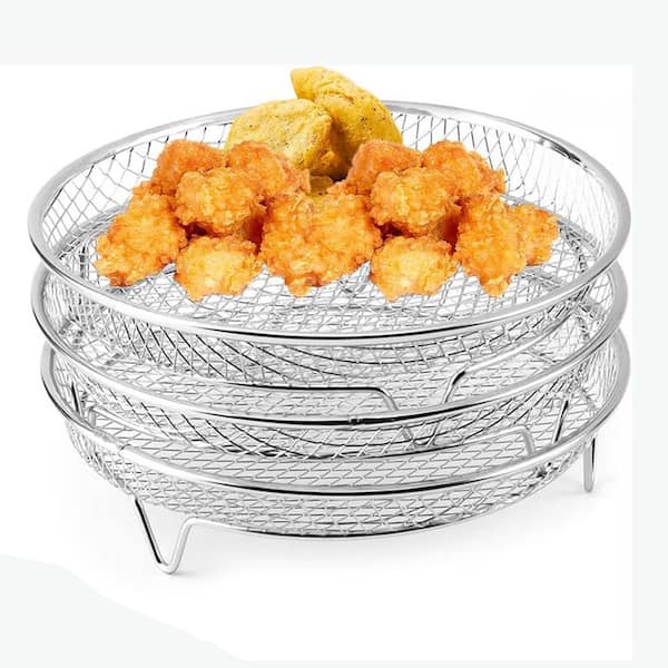 Stainless Steel Stackable Air Fryer Rack Silver Air Fryer Basket Cooling Rack Accessories for 4.2-5.8 QT Oven