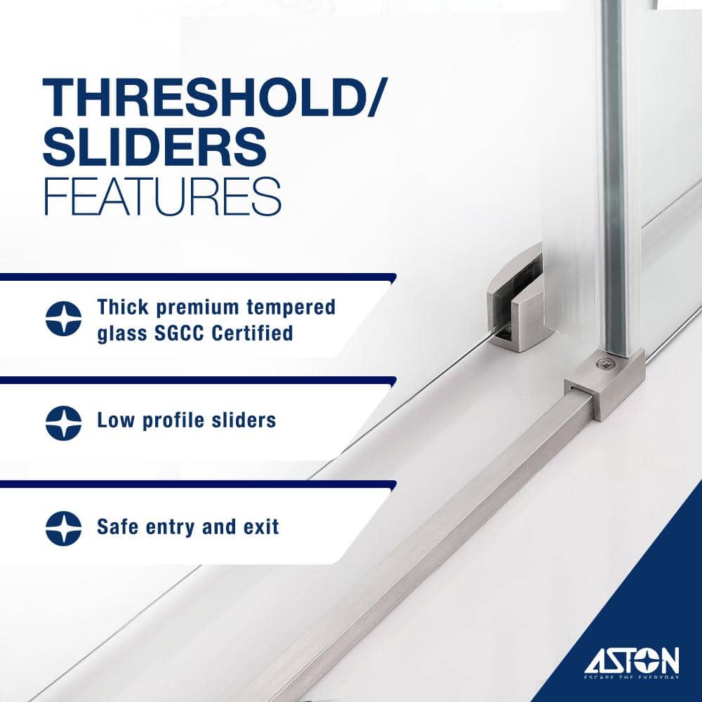 60" Stainless Steel Frameless Sliding Tub Door with Clear Glass