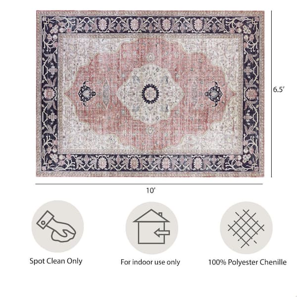 Imagine Chenille Constance Blush 7 ft. x 10 ft. Medallion Polyester Area Rug