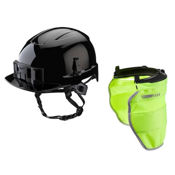 Milwaukee BOLT Black Type 2 Class E Front Brim Non-Vented Safety Helmet W/BOLT High Visibility Sunshade with 50+UPF UV Protection