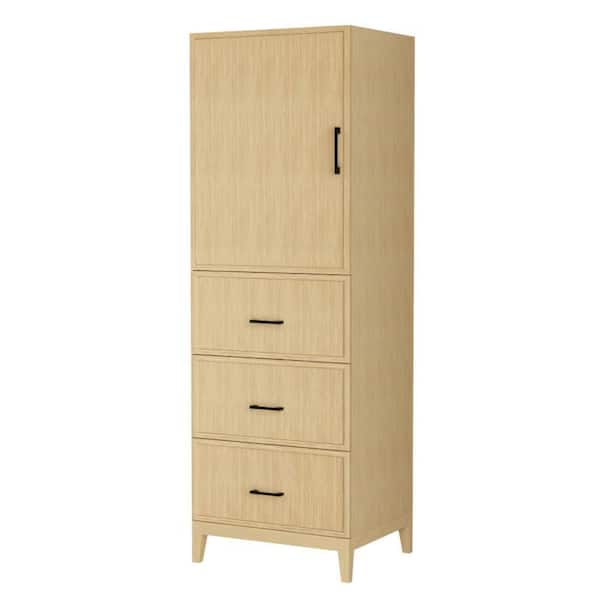 Elan 23.75 in. W x 20 in. D 71.25 in. H Beige Freestanding Linen Cabinet with Hardware in White Oak