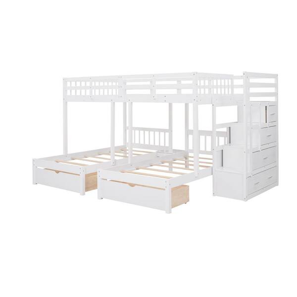 Donason White Full Over Twin and Twin Triple Bunk Bed ZY-P540828 - The ...